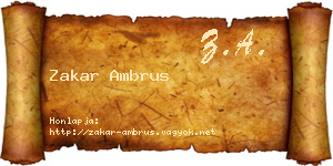 Zakar Ambrus névjegykártya
